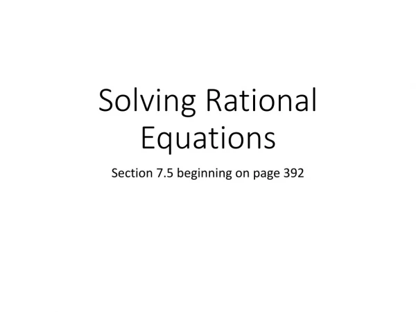 Solving Rational Equations