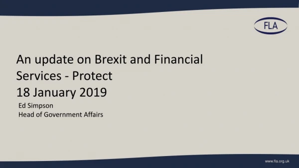 An update on Brexit and Financial Services - Protect 18 January 2019