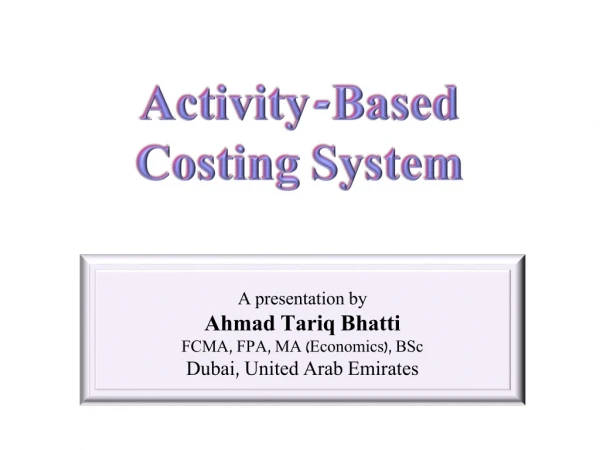 Activity-Based Costing System