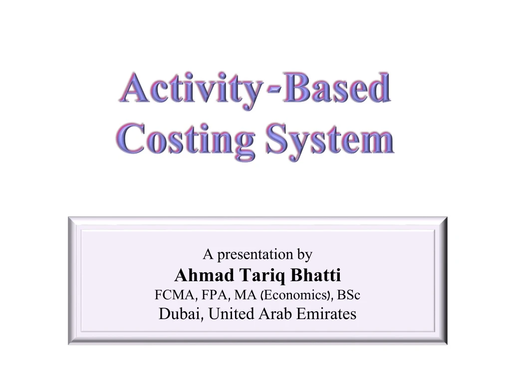 activity based costing system