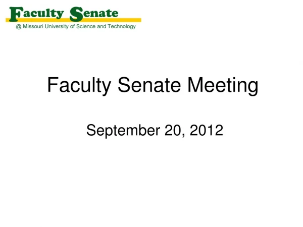 Faculty Senate Meeting September 20, 2012