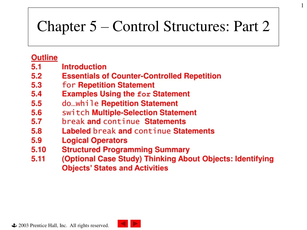 chapter 5 control structures part 2