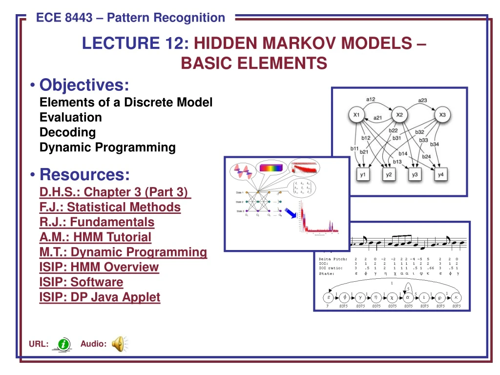 lecture 12 hidden markov models basic elements