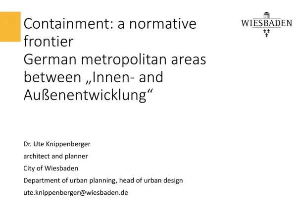 Dr. Ute Knippenberger architect and planner City of Wiesbaden