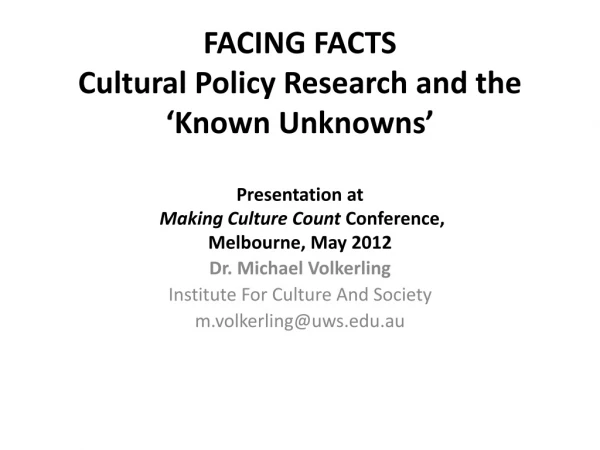 Dr. Michael Volkerling Institute For Culture And Society m.volkerling@ uws.au