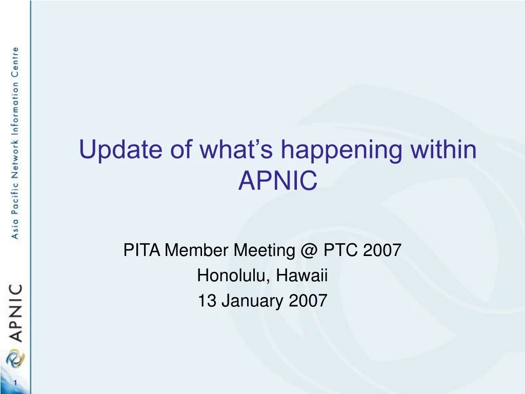 update of what s happening within apnic