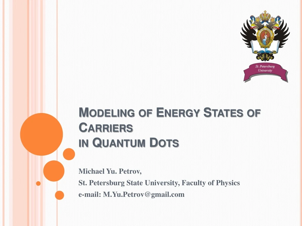 modeling of energy states of carriers in quantum dots