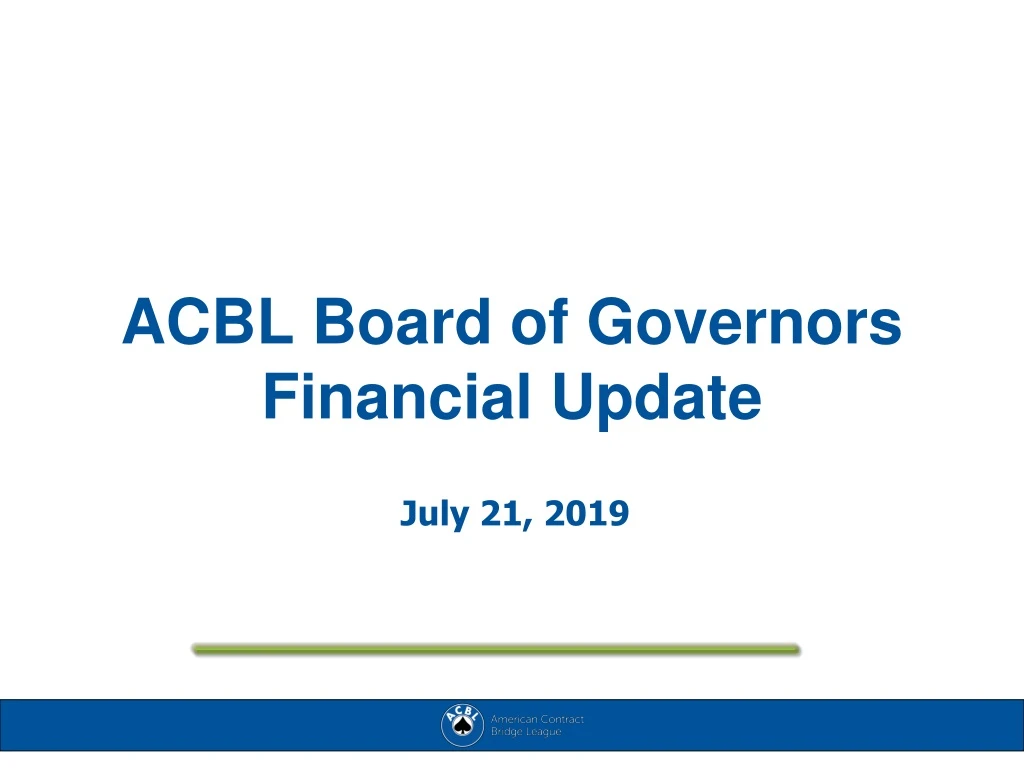 acbl board of governors financial update