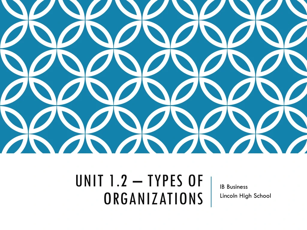unit 1 2 types of organizations