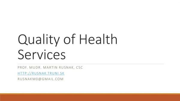 Quality of Health Services