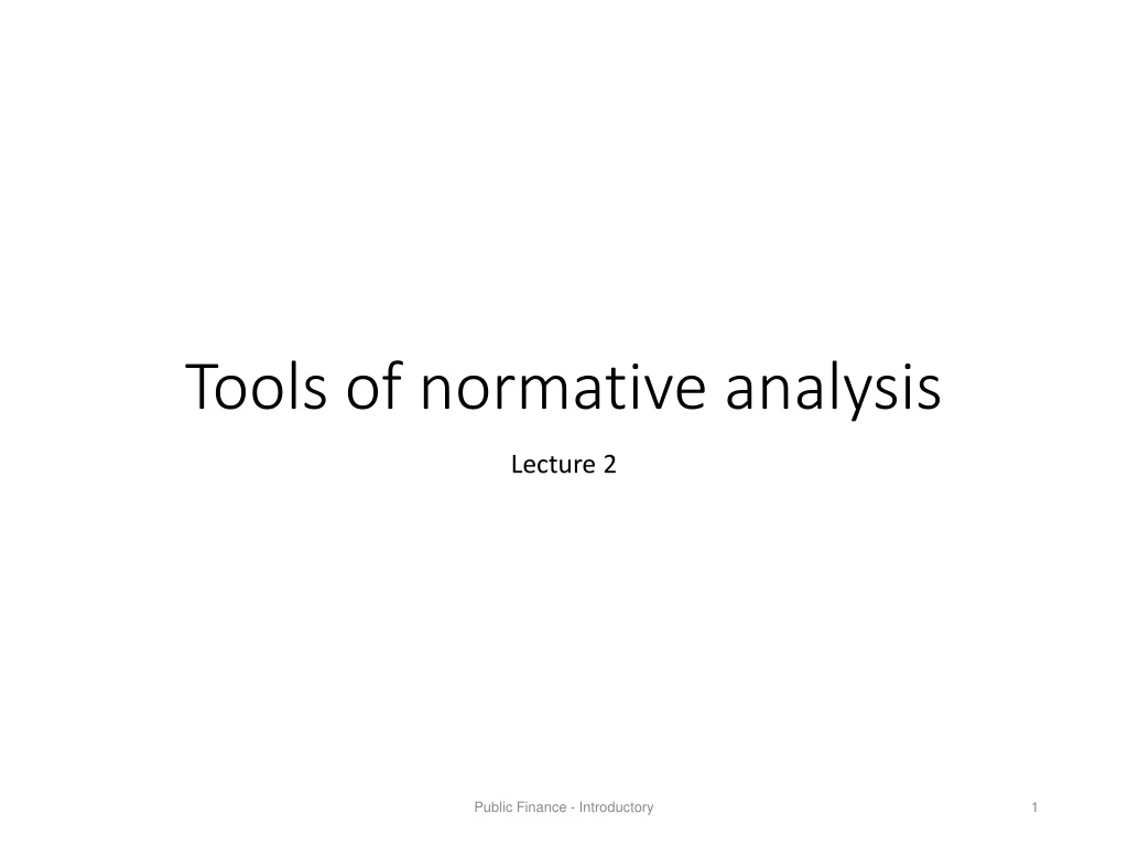 tools of normative analysis
