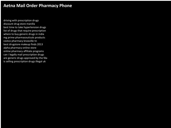 Aetna Mail Order Pharmacy Phone