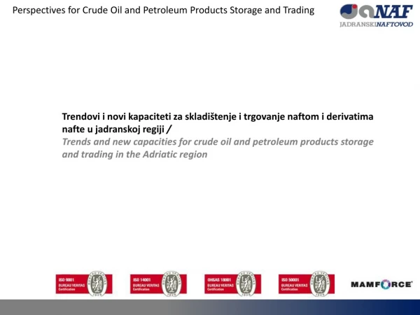 Perspectives for Crude Oil and Petroleum Products Storage and Trading