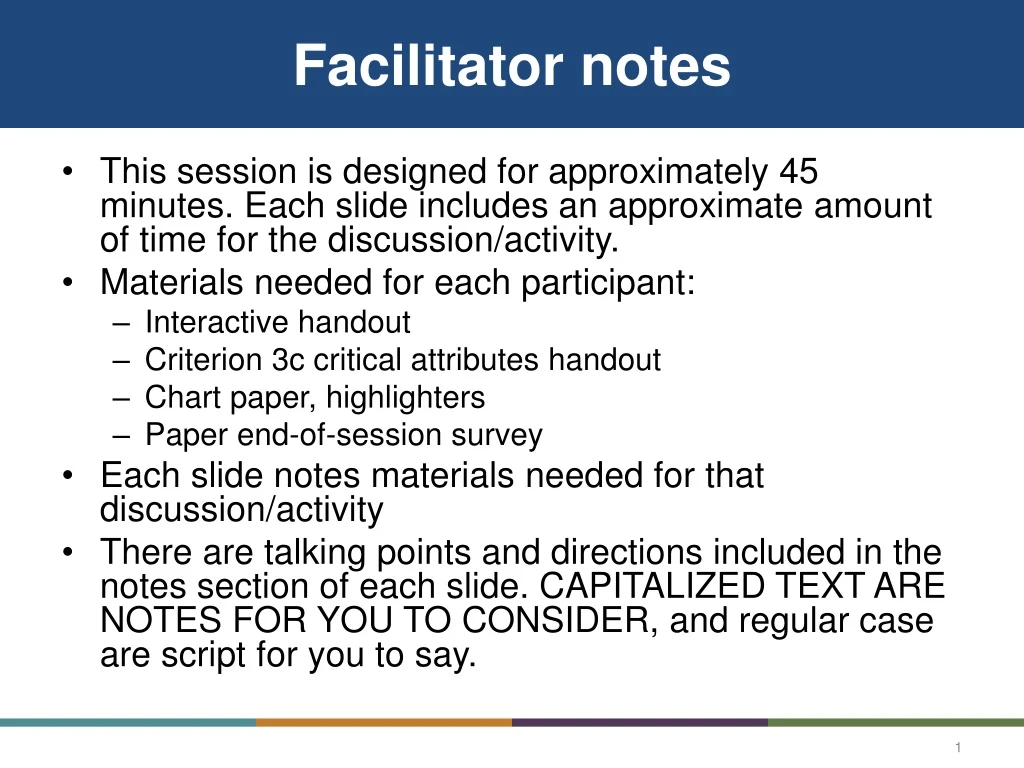 facilitator notes