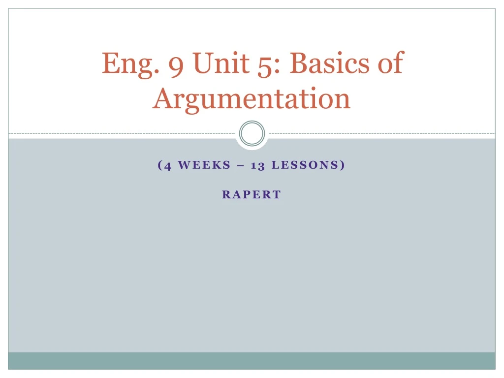 eng 9 unit 5 basics of argumentation