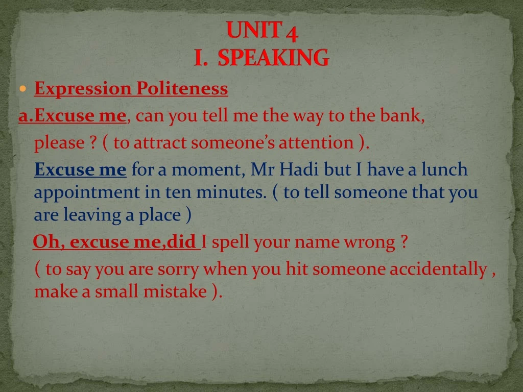 unit 4 i speaking