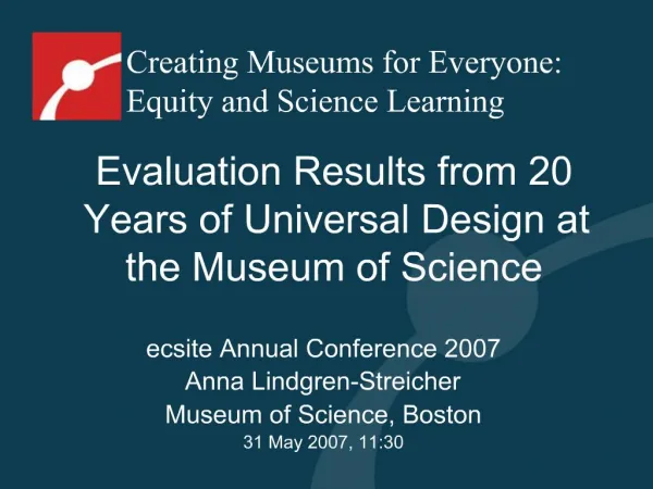 Creating Museums for Everyone: Equity and Science Learning