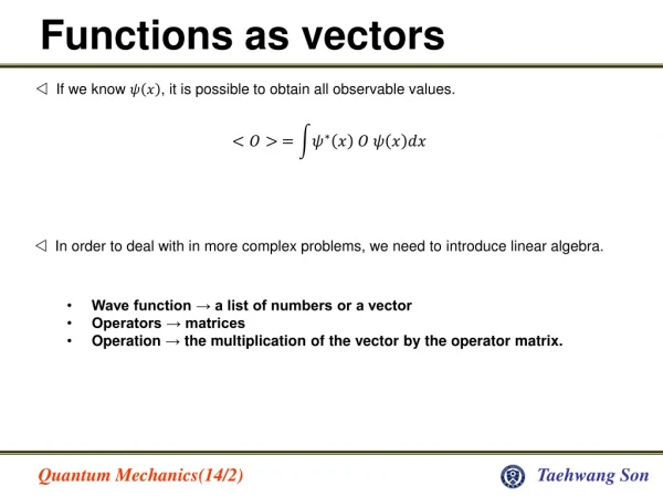 Functions as vectors