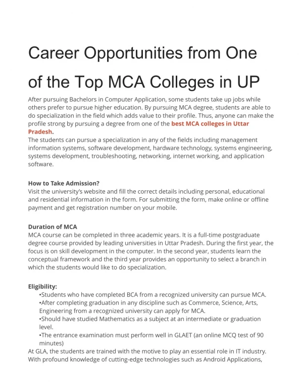 career opportunities from