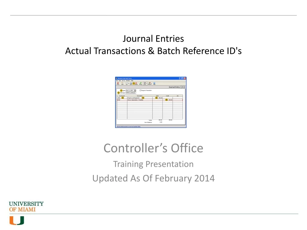 journal entries actual transactions batch reference id s