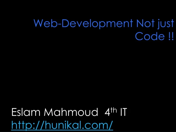 Web-Development Not just Code !!