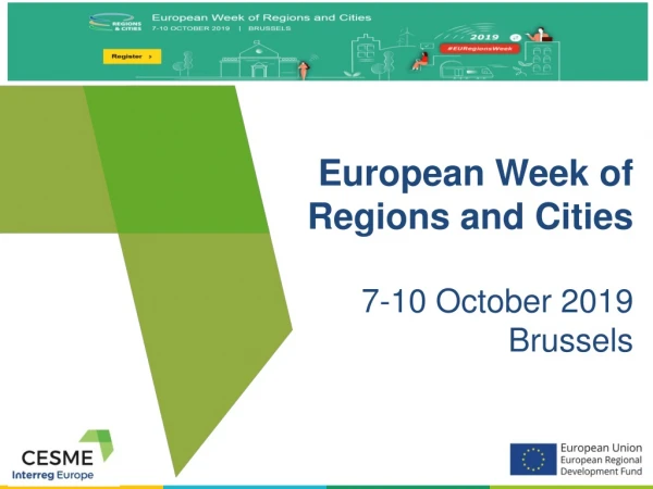 European Week of Regions and Cities 7-10 October 2019 Brussels