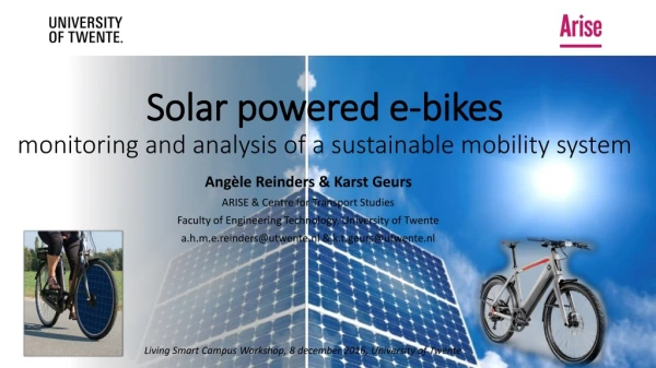 Solar powered e-bikes monitoring and analysis of a sustainable mobility system