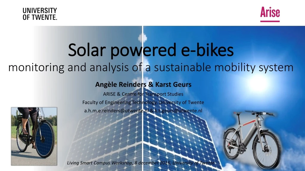 solar powered e bikes monitoring and analysis of a sustainable mobility system
