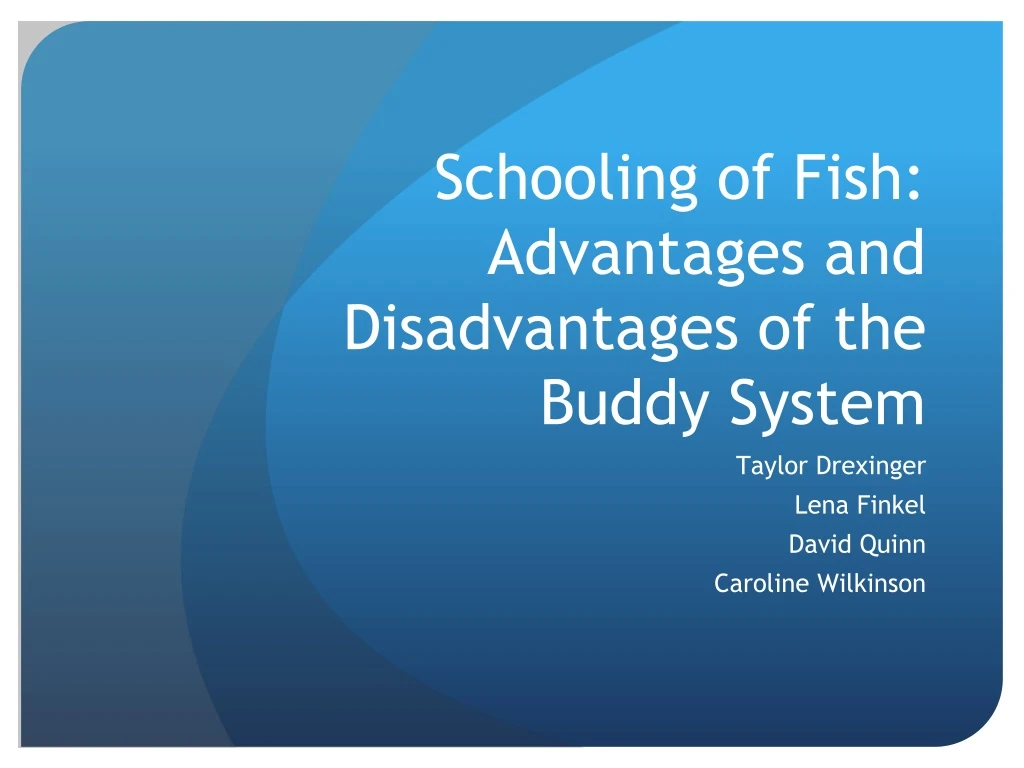 schooling of fish advantages and disadvantages of the buddy system