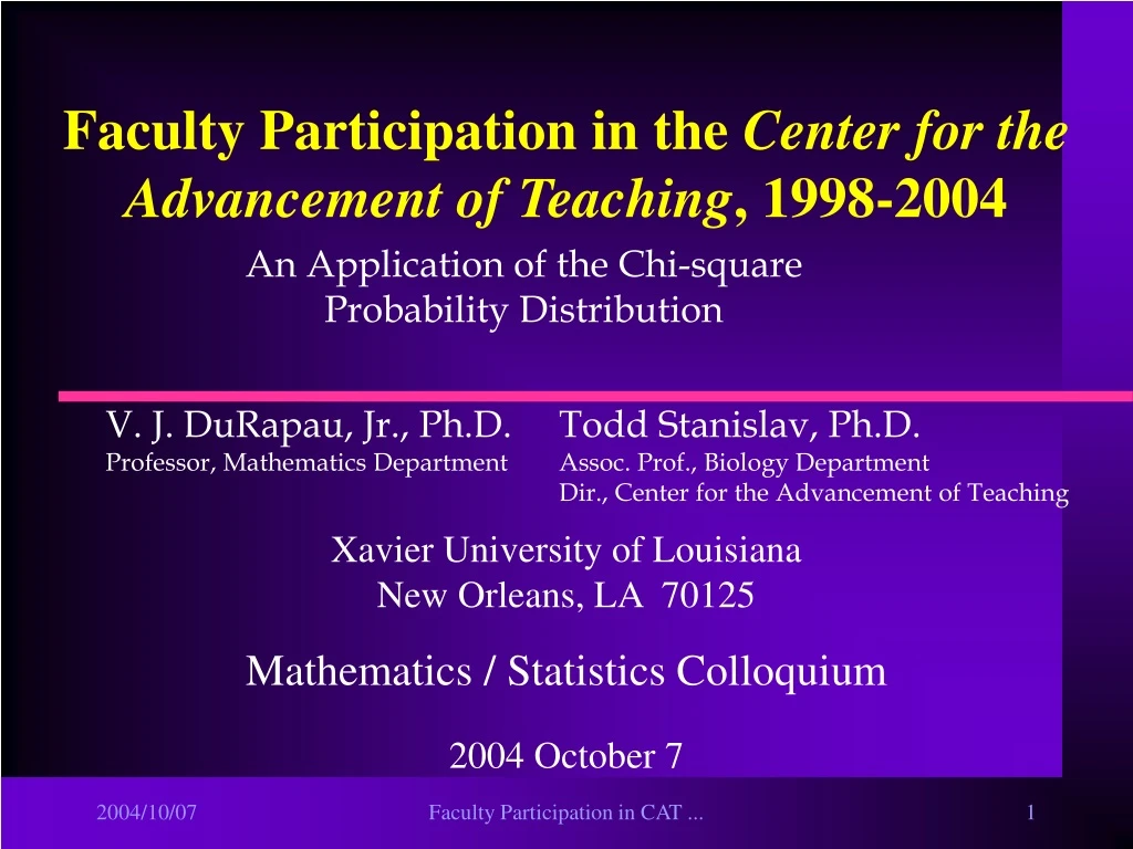 faculty participation in the center for the advancement of teaching 1998 2004