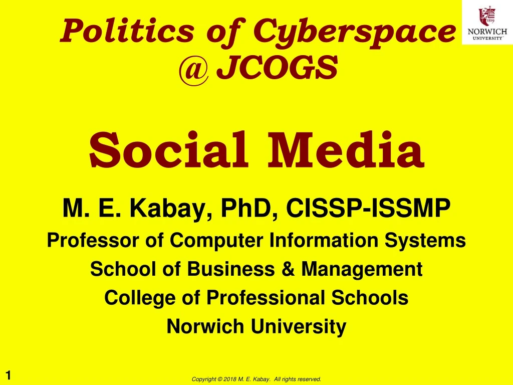 politics of cyberspace @ jcogs social media