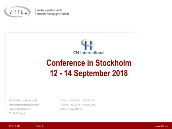 Conference in Stockholm 12 - 14 September 2018