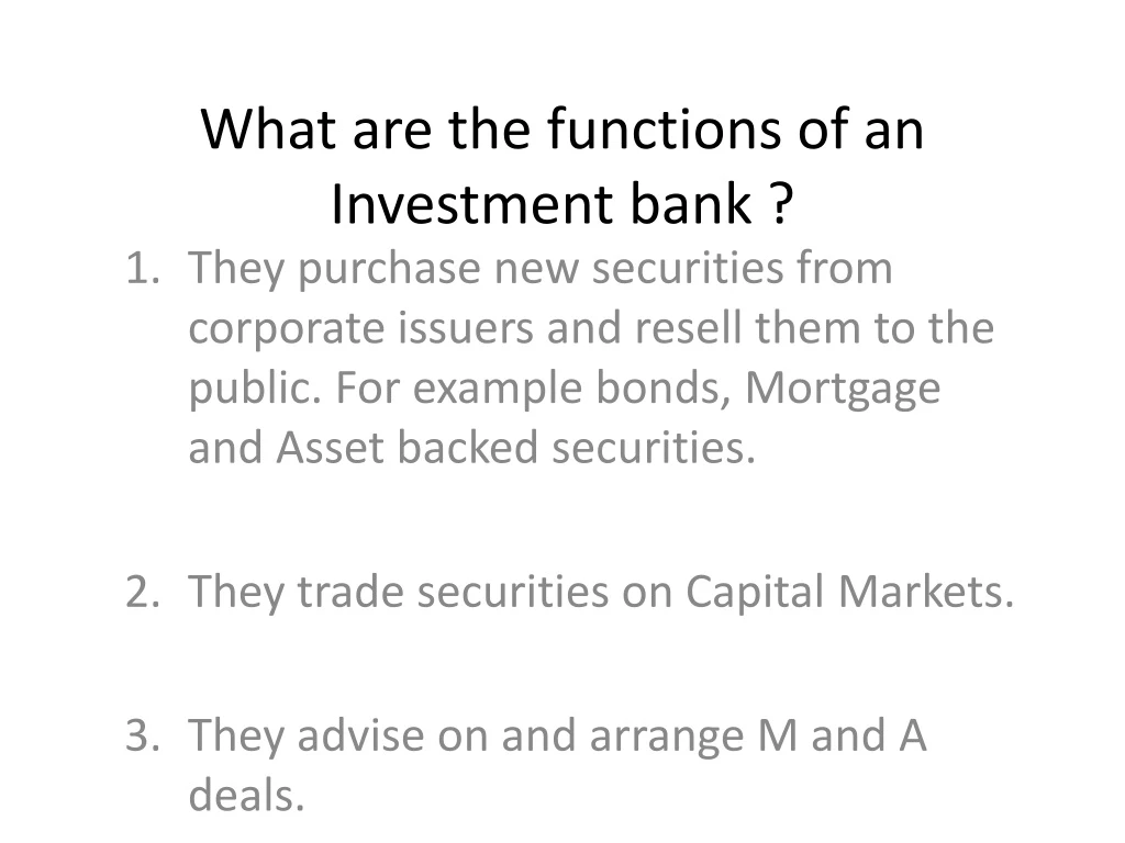 what are the functions of an investment bank