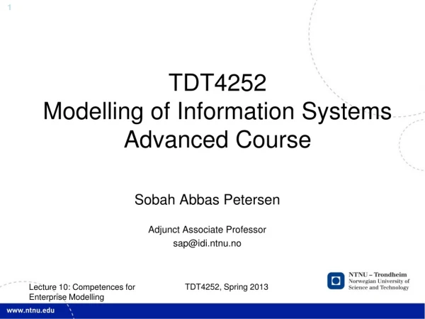 TDT4252 Modelling of Information Systems Advanced Course