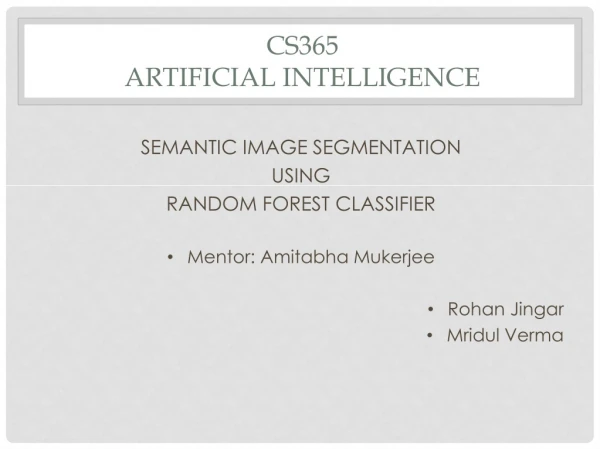 CS365 Artificial Intelligence