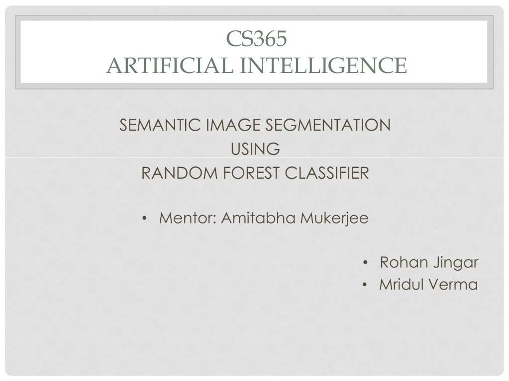 cs365 artificial intelligence