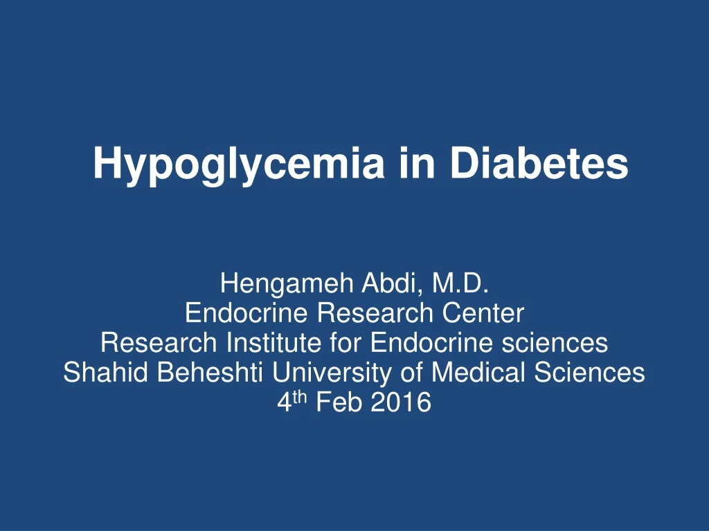 hypoglycemia in diabetes