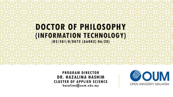 Doctor of Philosophy (Information Technology ) (R2/481/8/0072 (A6083) 06/20)