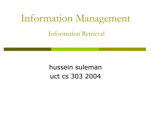 Information Management Information Retrieval