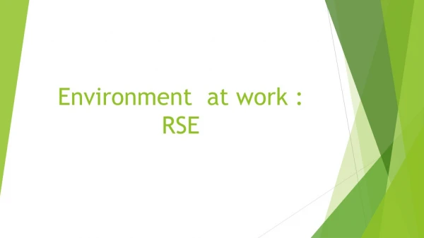 Environment at work : RSE