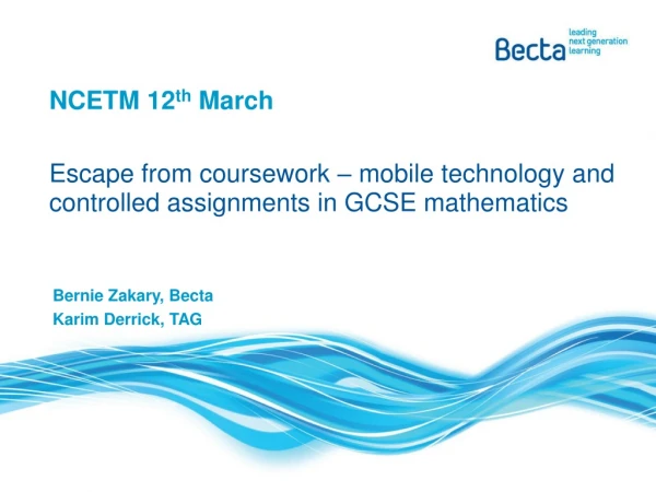 NCETM 12 th March