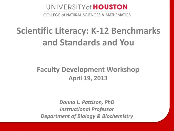 Scientific Literacy: K-12 Benchmarks and Standards and You