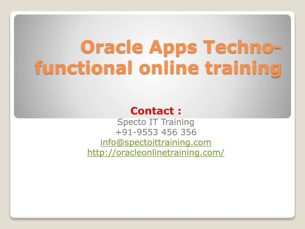 oracle apps techno functional online training