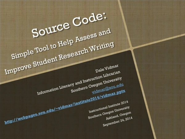 Source Code: Simple Tool to Help Assess and Improve Student Research Writing