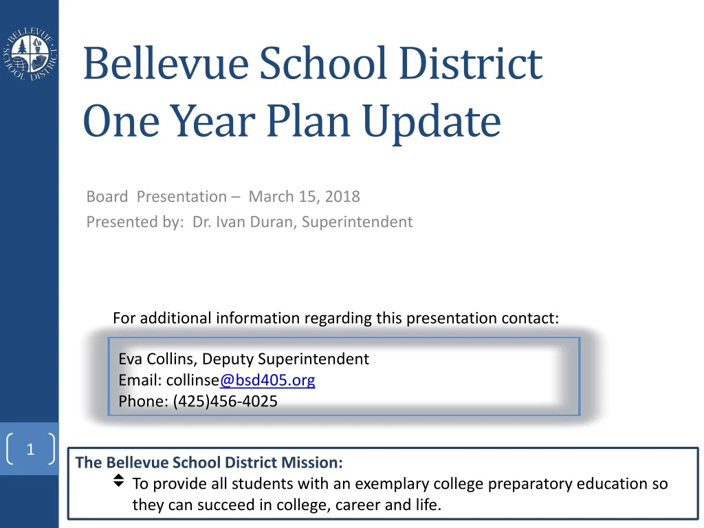 bellevue school district one year plan update