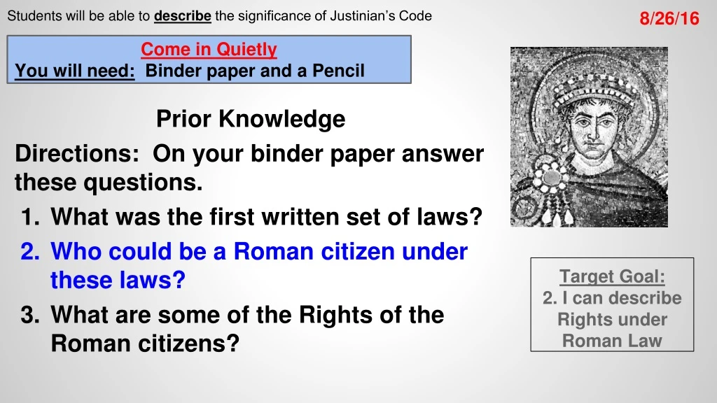 target goal 2 i can describe rights under roman law