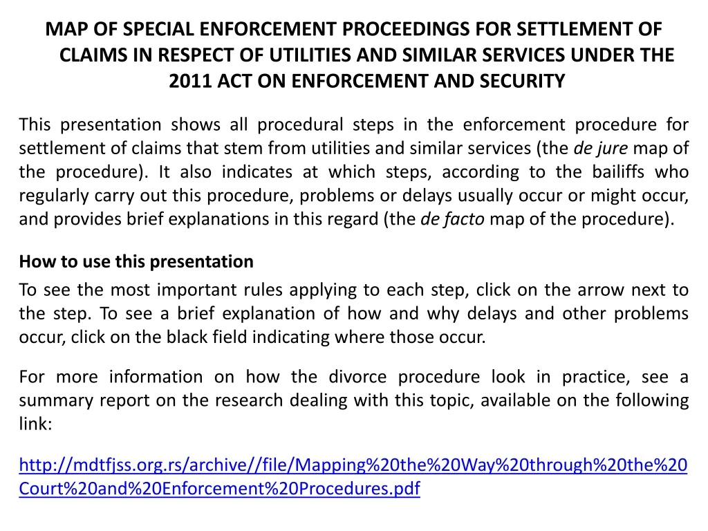 map of special enforcement proceedings