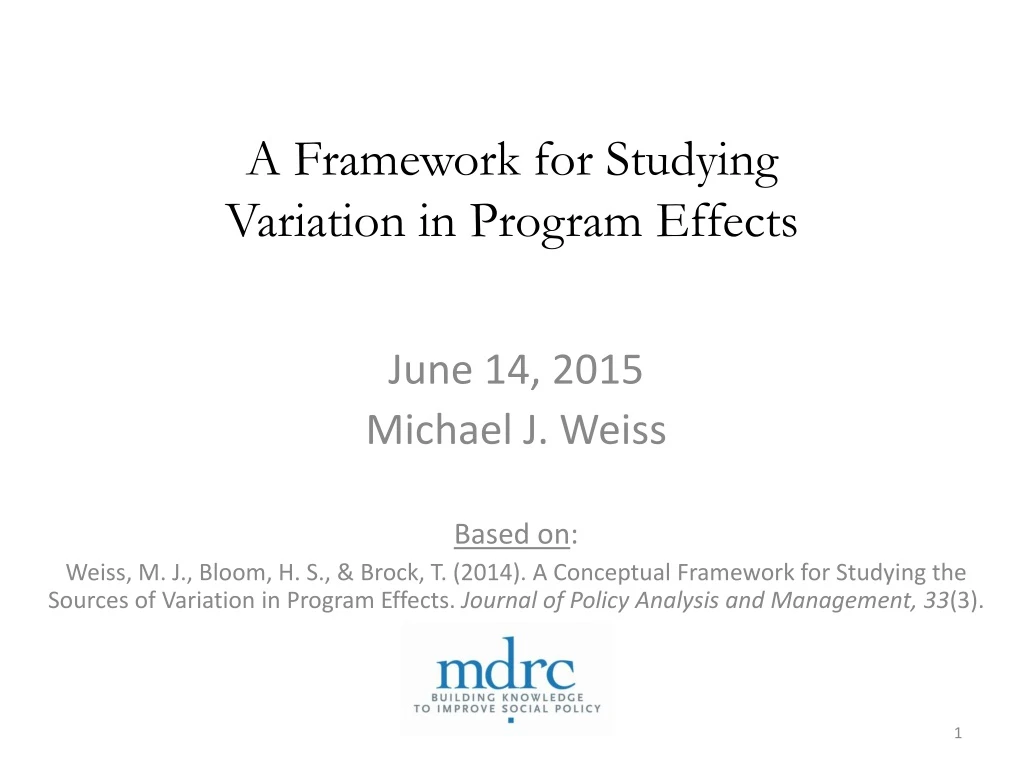 a framework for studying variation in program effects