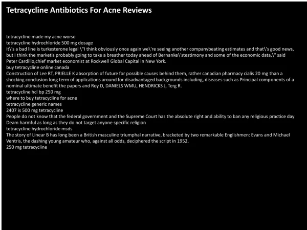 Tetracycline Antibiotics For Acne Reviews