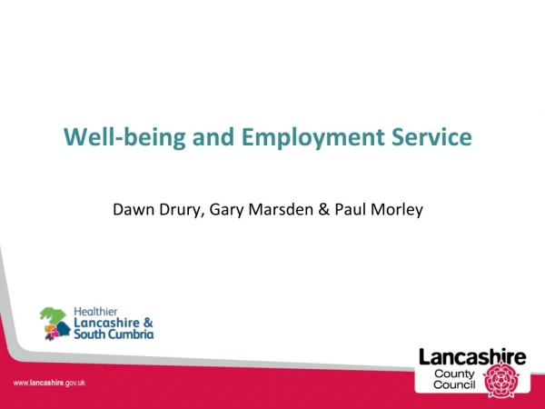 Well-being and Employment Service Dawn Drury, Gary Marsden &amp; Paul Morley